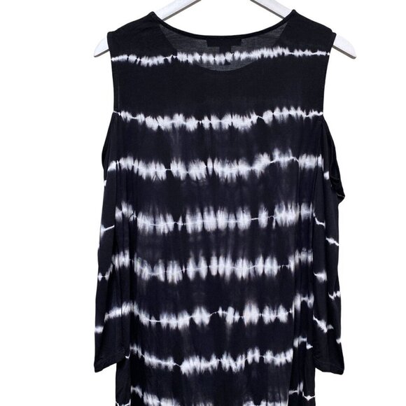 I.N.C International Concepts Tunic Tee Size XL Cold Shoulder Black Tie dye Women - Picture 6 of 10